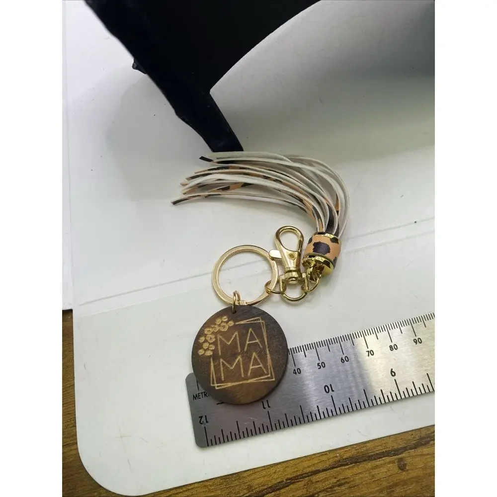 Vintage Mama Wood And Tassle Womens Keychain